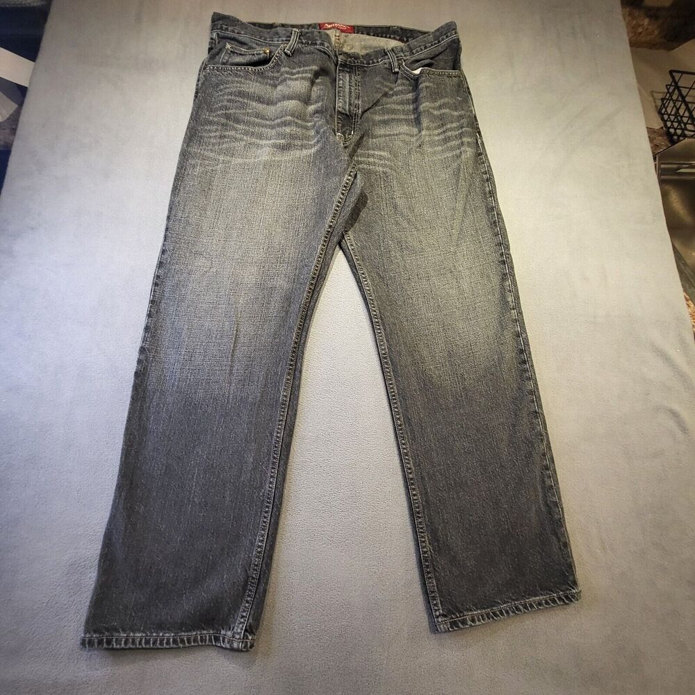 Arizona Jeans Mens 40x31 Black Denim Relaxed Straight Leg Baggy Wide Leg